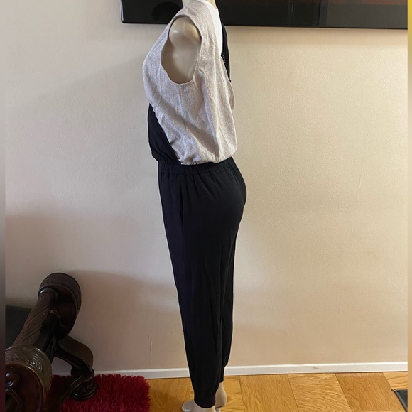 NWT Terez Color Block, Sleeveless Waffle Jumpsuit In Black Size Medium. - Picture 3 of 6